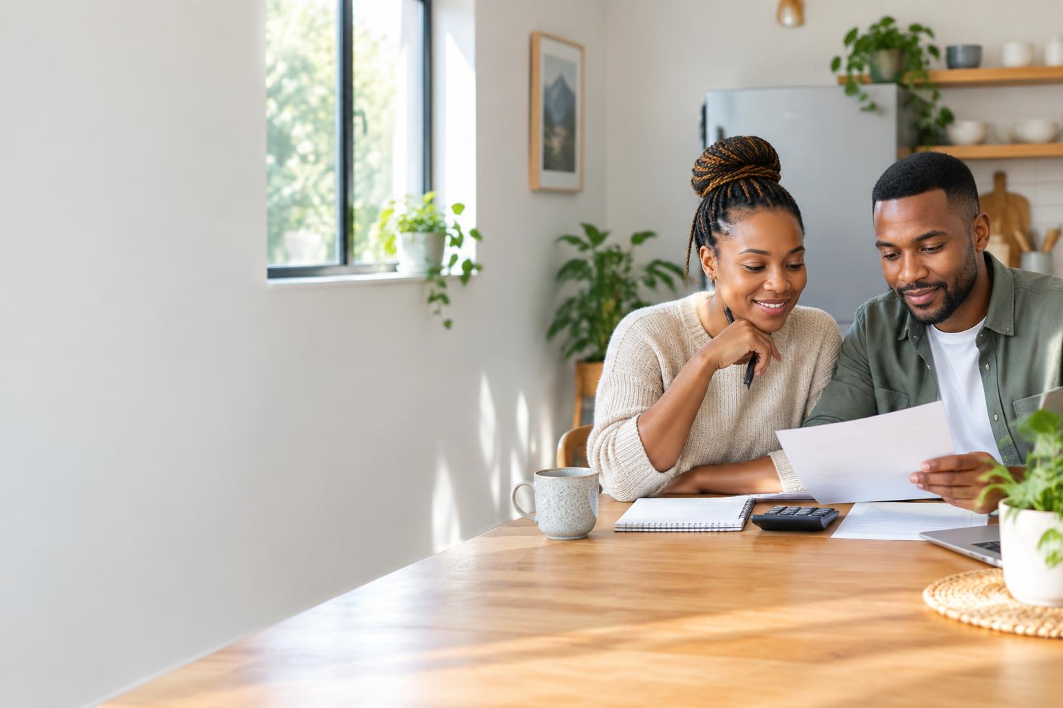 A South African couple reviewing their household budget together